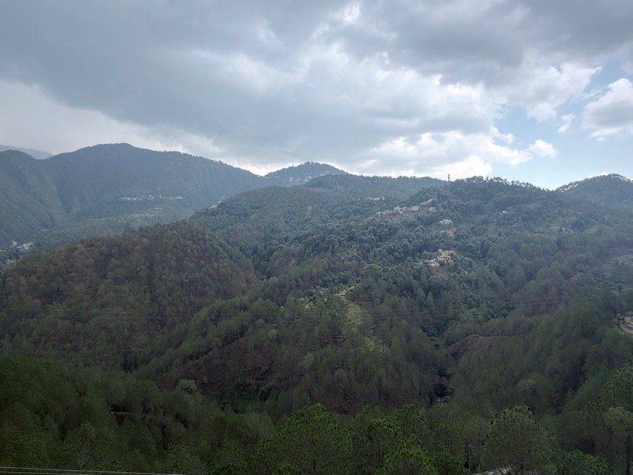 Panoramic Himalayan valley view from Hotel Pineora Dalhousie