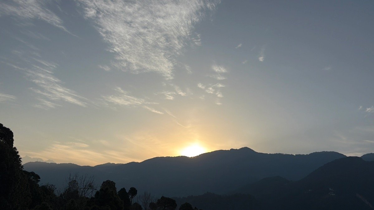 Golden Himalayan sunrise viewed from Hotel Pineora Dalhousie